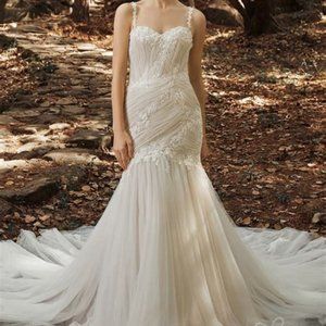 NEW w/TAGS COCOMELODY "LUELLA" Trumpet-Mermaid Court Train Tulle Wedding Dress
